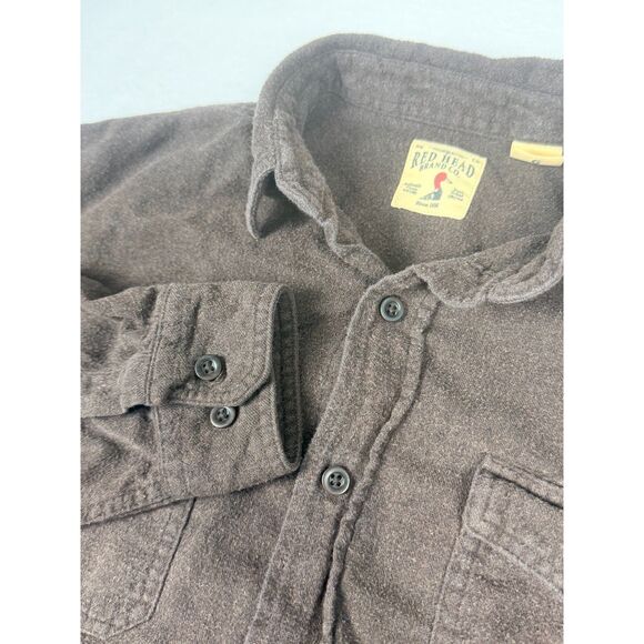red head Other - RedHead Brown Heavy Chamois Flannel Button Up Shirt Men's XL Workwear